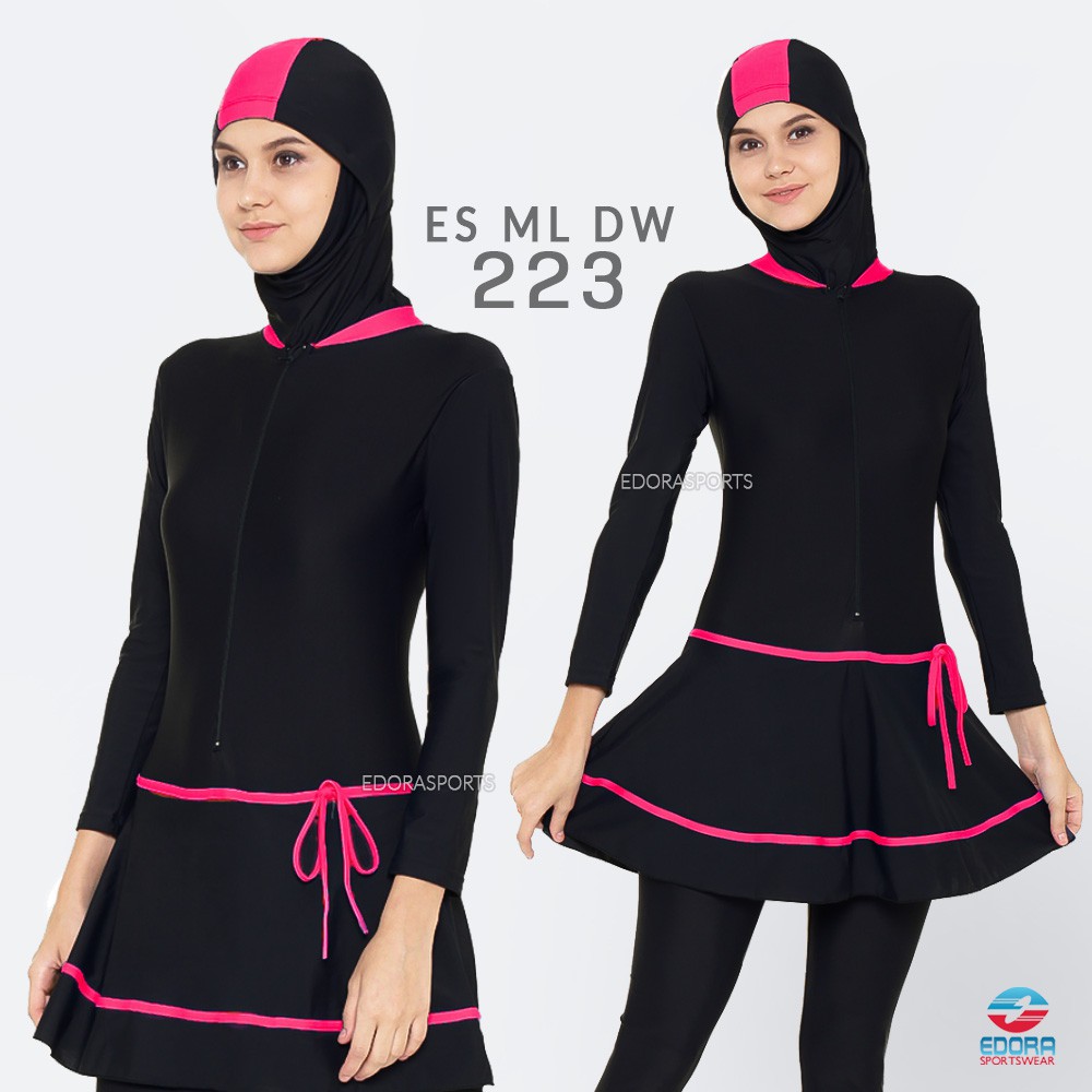 Baju Renang Wanita Muslim Hijab Dewasa Muslimah Slim Fit ES ML DW EDORA