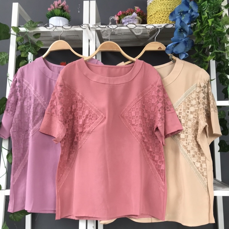 youngmoodis stevi blouse lace lengan pendek