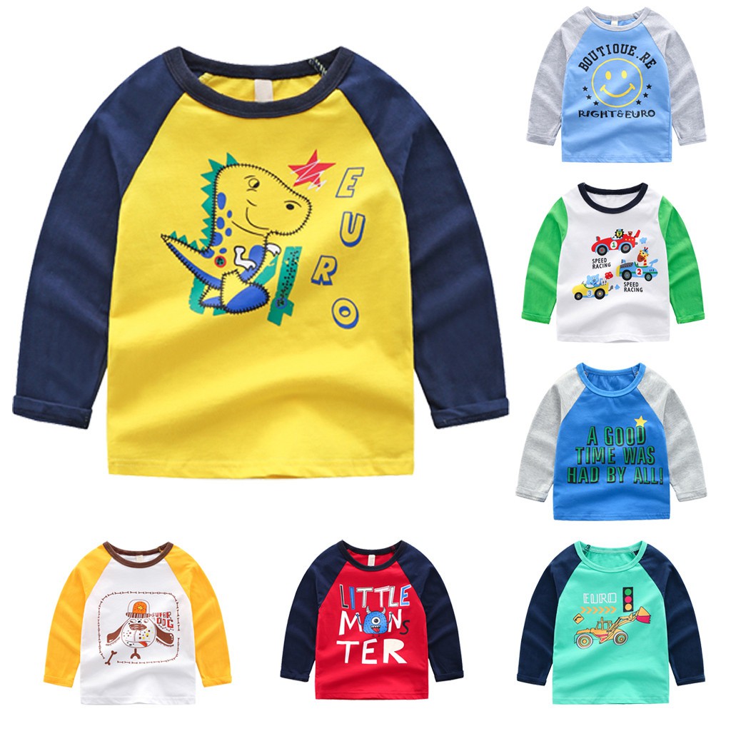 Jdzzre Kaos T Shirt Casual Anak Laki Laki Lengan Panjang Gambar Kartun