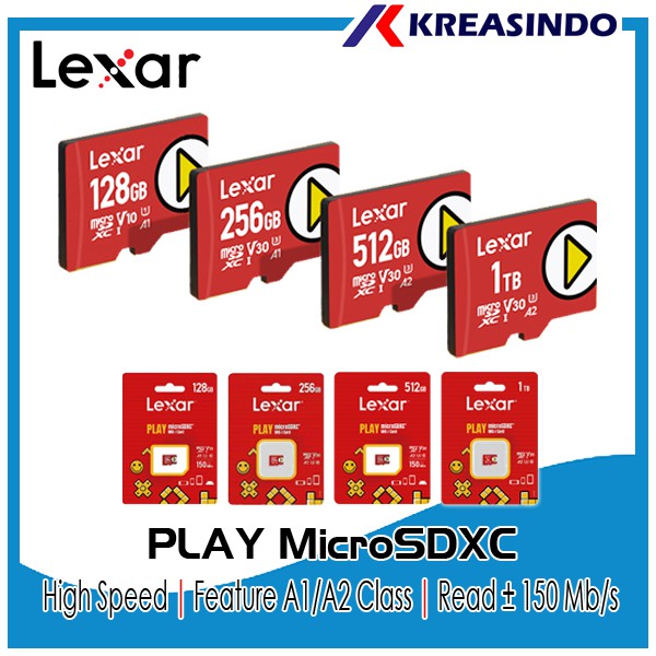 Lexar Play MicroSDXC 150MB/s 128GB 256GB 512GB 1TB Garansi resmi