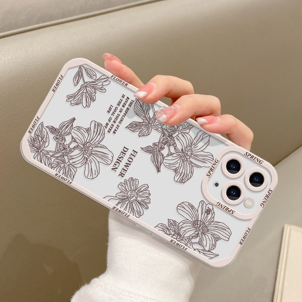 Soft Case Pelindung Lensa Kamera Shockproof Motif Bunga Untuk iPhone 13 Pro Max 11 12 Pro X XS Max 7 8 Plus SE 2020