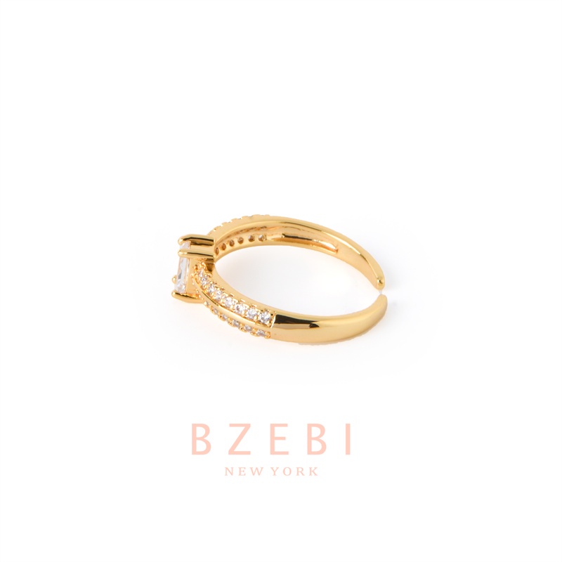 Bzebi Cincin Emas 18k Model Terbuka Anti Karat Gaya Korea 1037r Untuk Wanita