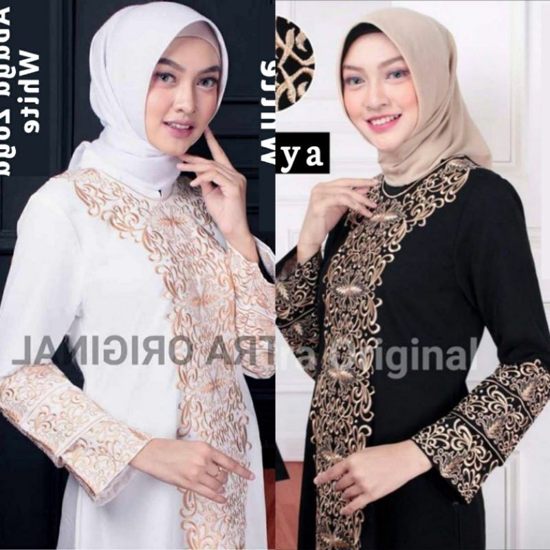 New Abaya Gamis Maxi Dress Arab Saudi Bordir Zephy Turki Umroh Dubai Turkey India Wanita Hitam putih