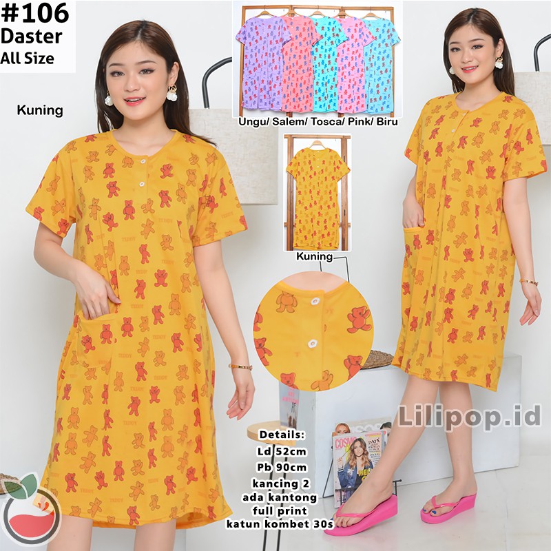 Baju Tidur Daster Wanita Terusan Busui Bumil Kancing 2 Dress Baby doll Lilipop