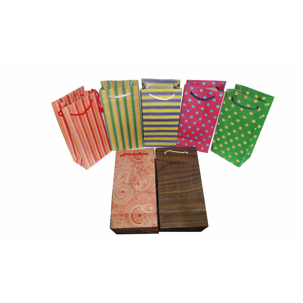 Paper Bag / Tas Kertas Kecil 7x11xT22 wafer botol 500ml batik polkadot