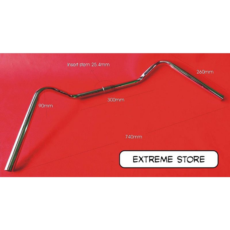 Handle Bar Stang Kumis Custom / Stang London Taxi / Federal / City Bike Crome Panjang 74 cm