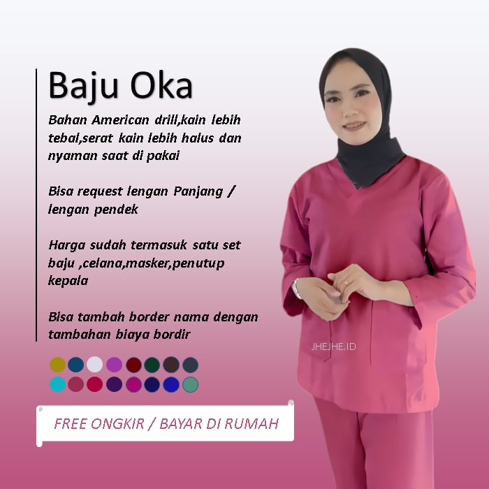Baju Oka American Drill Baju Oka / Baju Ok / Baju Scrab / Baju Medis Lengan Panjang dan Pendek