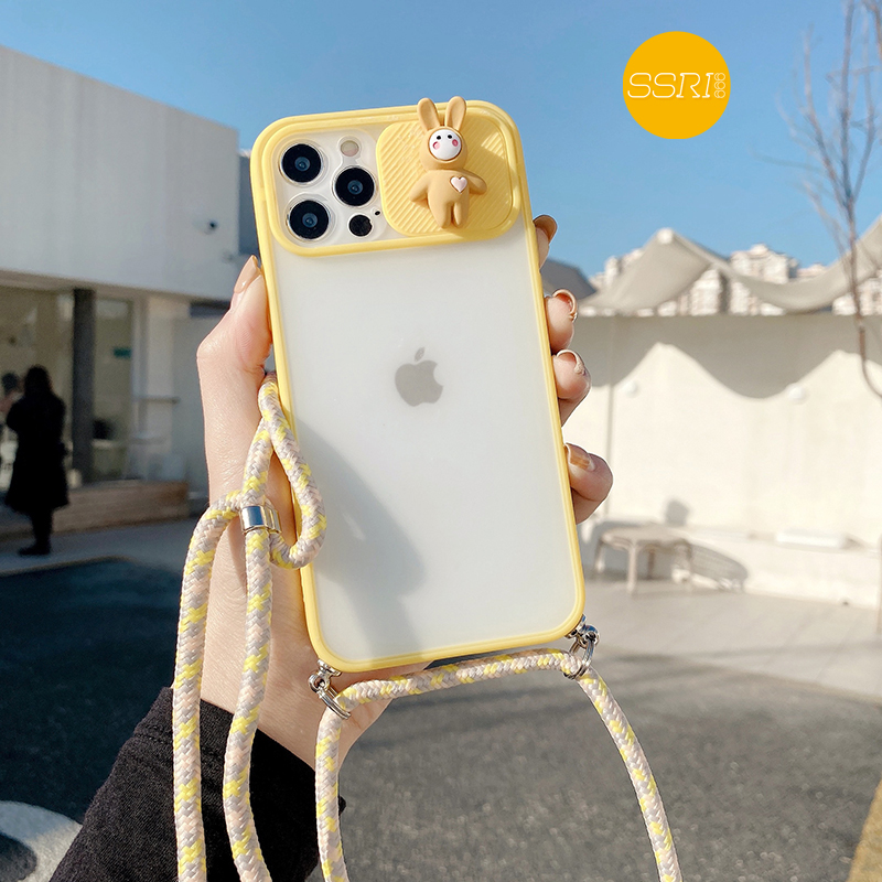 【3D Lens Protection Board】Lanyard Case Tali OPPO RENO4 RENO4F RENO5 A5S A7 A12 A11K A52 A92 A5 A9 A53 A33 A15-Yellow