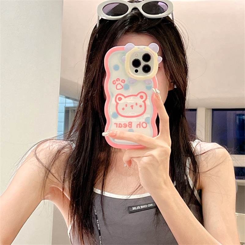 Soft Case Pelindung Bumper Shockproof Motif Kartun Beruang Untuk iPhone 14 13 12 11 Pro Max X Xr Xs Max 7 8 6 6s Plus SE