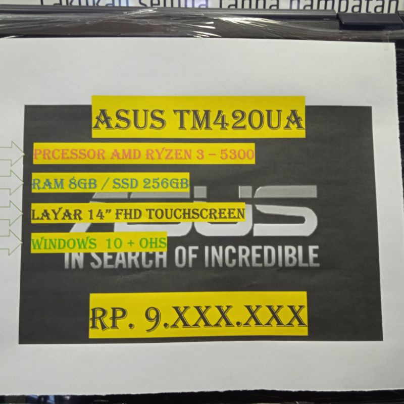 ASUS TM420UA RYZEN 3 5300 8GB SSD 256GB