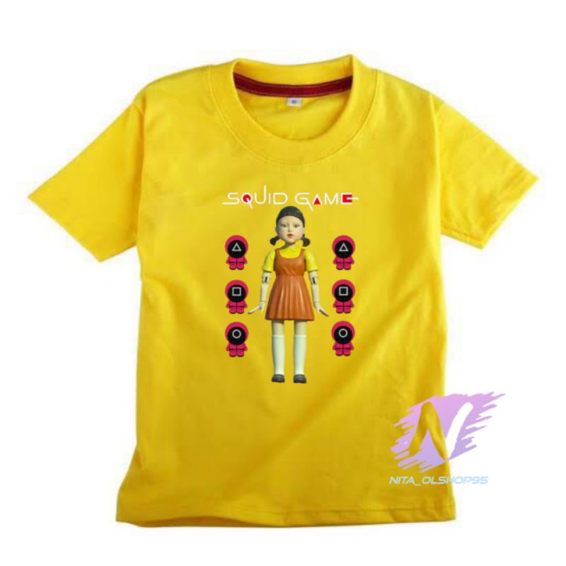 baju squaid game kaos anak gambar boneka squid game