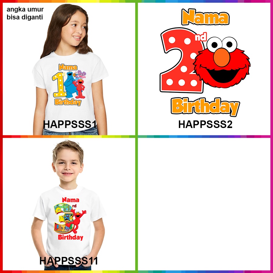 Baju Kaos ANAK DAN DEWASA SESAME STREET ELMO COUPLE (FREE NAMA)