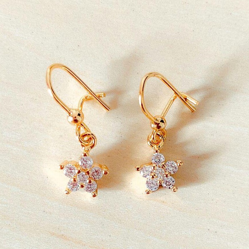 Anting Wanita Model Bintang Zirconia Gold