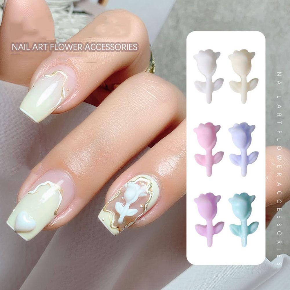 Mxbeauty Hiasan Kuku Bunga Wanita Flatback 3D Nail Charms Gaya Jepang Nail Art Aksesoris Resin Mawar Nail Drills