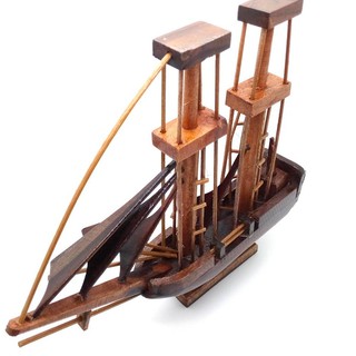 Jual Tren Model!!. Miniatur Kapal Prau Pinisi Dewaruci Kayu 23x21x4 cm