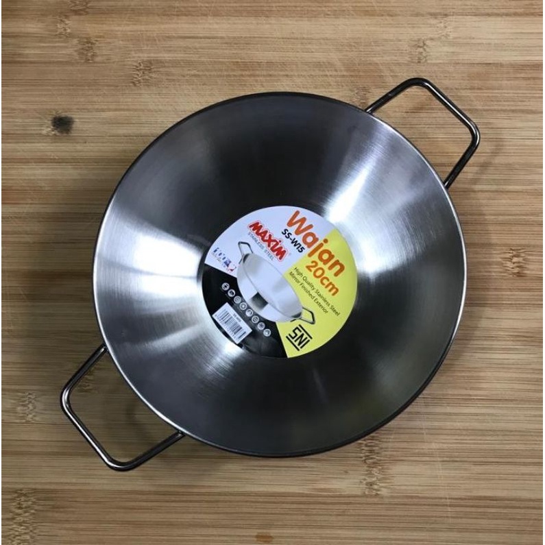 Wajan Pengorengan/  Kuali Stainless Steel MAXIM -20 Cm SNI