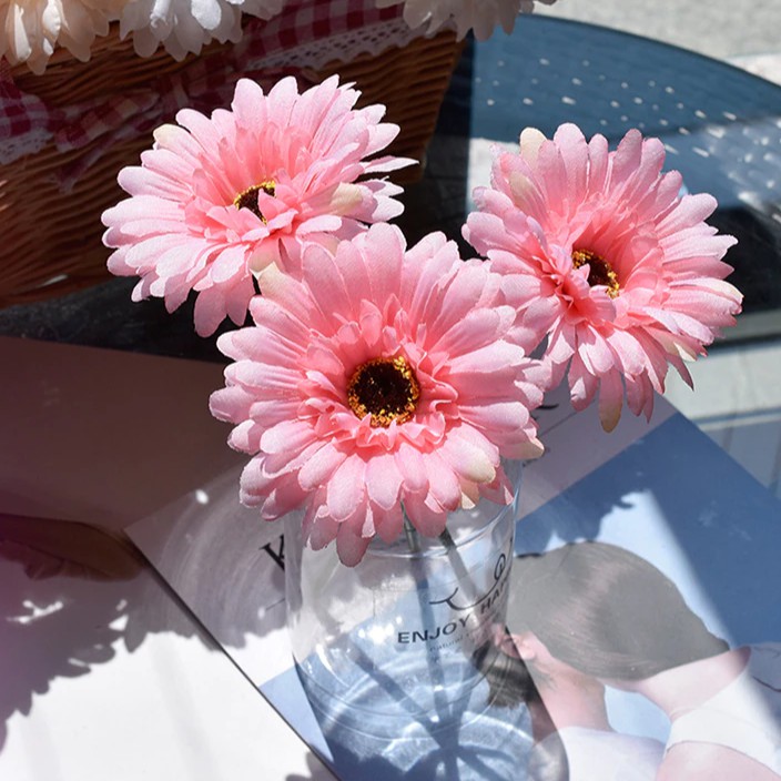 Bunga DAISY Artificial Flower - Dekorasi Pesta Bunga Plastik  - Tanaman Palsu Properti Foto Produk-2