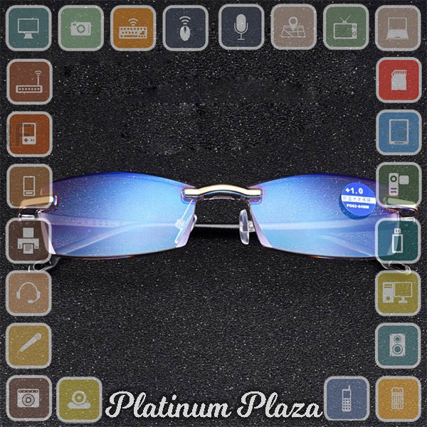 BELMON Kacamata Baca Frameless Blue Film Reading Glasses Plus 1 - 641 - Black Gold`16NNKL-