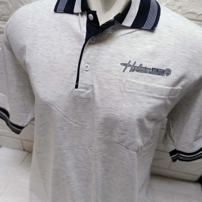 (COD) Kaos Pria Kerah Wangki Kantong Saku Big Size XXL, XXXL dan XXXXL - Abu-abu, XXL