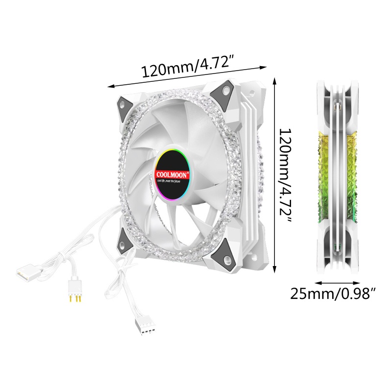 Bt Coolmoon 120mm ARGB Untuk Case Fans 5V-3pin ARGB Komputer Heatsink Cooler Radiator