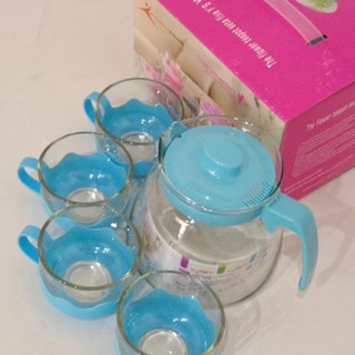  Tea pot kaca  set 5 in 1 warna random Shopee Indonesia