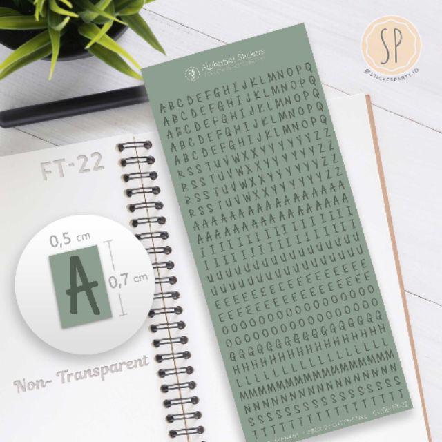 [Sticker Party] 442pc Stiker Huruf Aesthetic Huruf Besar Stiker Bujo Alfabet Agenda Ukuran Kecil 0,5-FT22 - Green