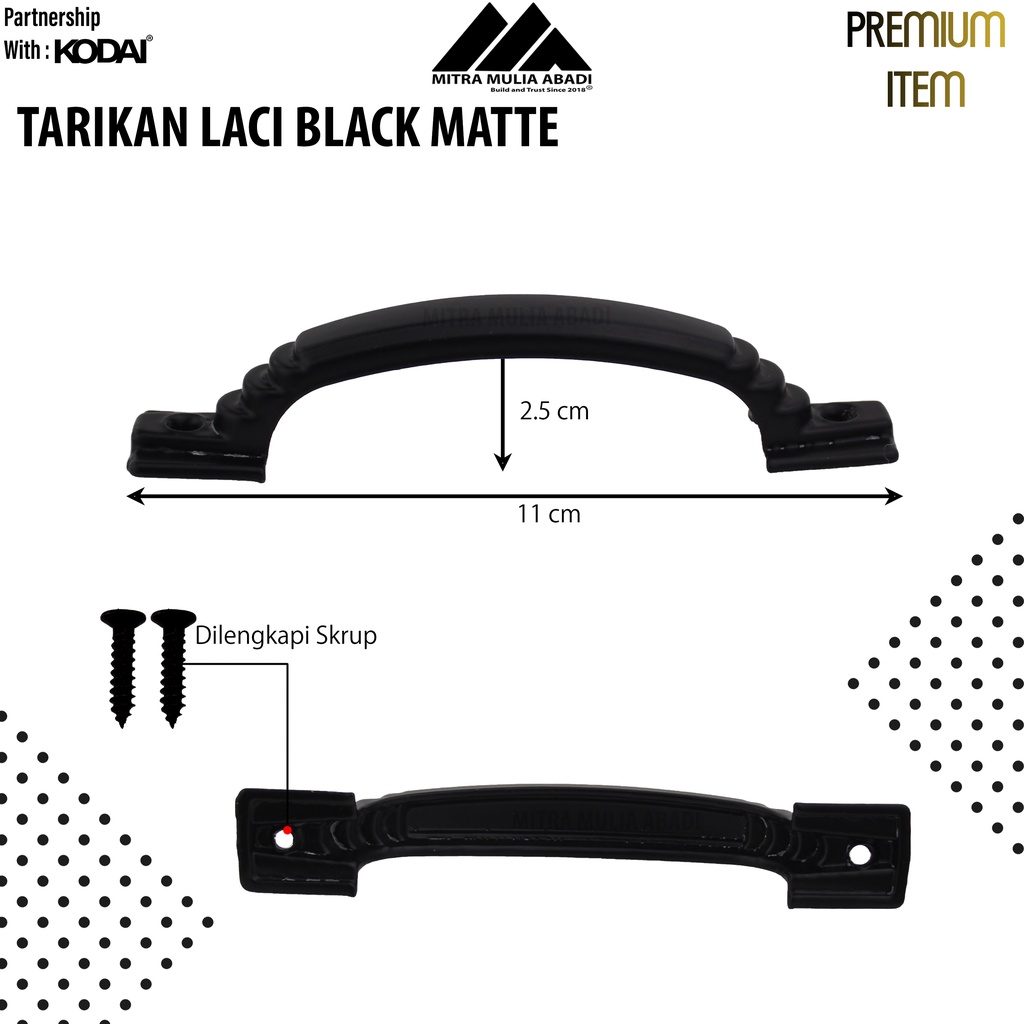 Tarikan Laci 5 Inch Black Matte | Drawer Pull | Merk TOP | T 088