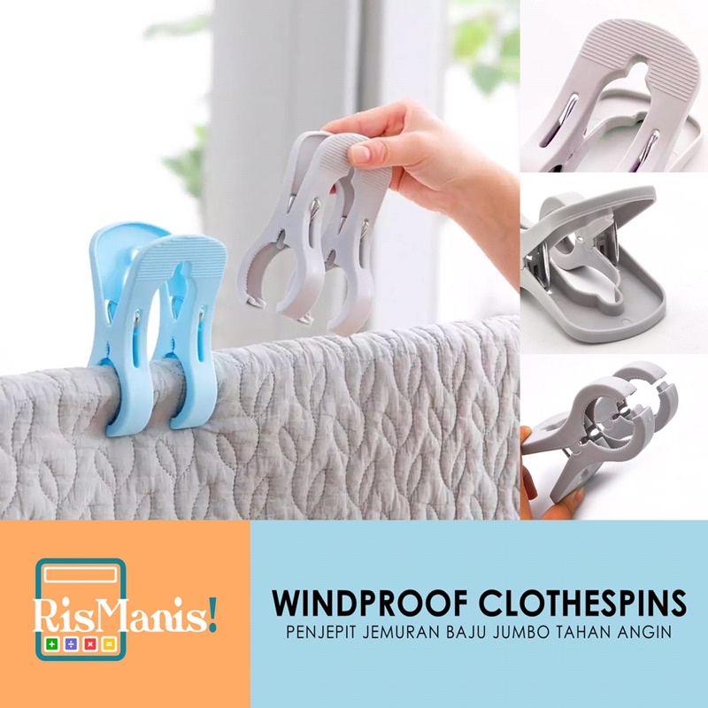 WINDPROOF CLOTHESPINS - Jepit Jemuran Tahan Angin Penjepit Jumbo Selimut Handuk Tebal Bebas Terbang