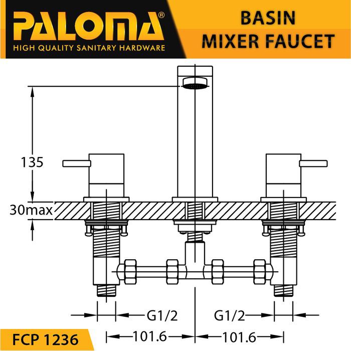 PALOMA FCP 1236 Keran Mixer Wastafel Cuci Tangan Panas Dingin Kran Air