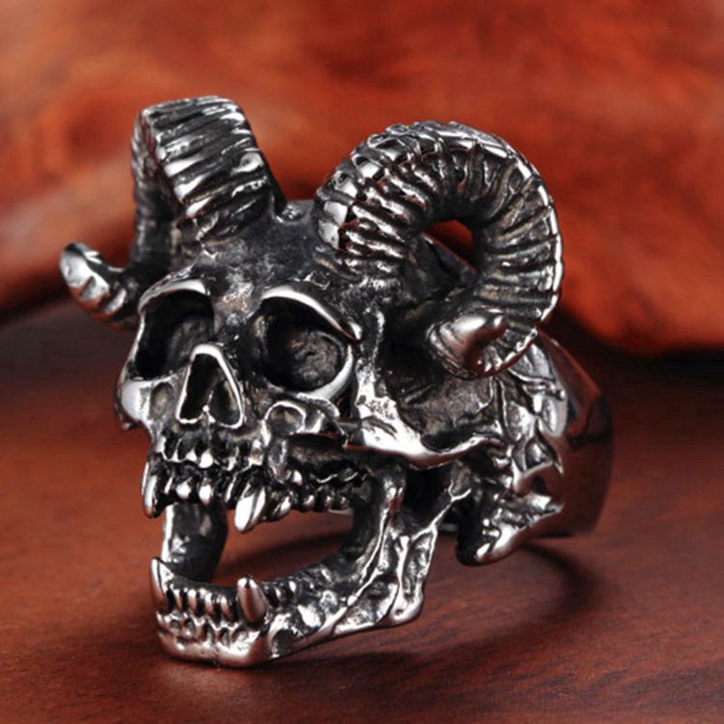 Vintage Men's Fashion Stainless Steel Skull Ring Hip Hop Party Jewelry Accessories