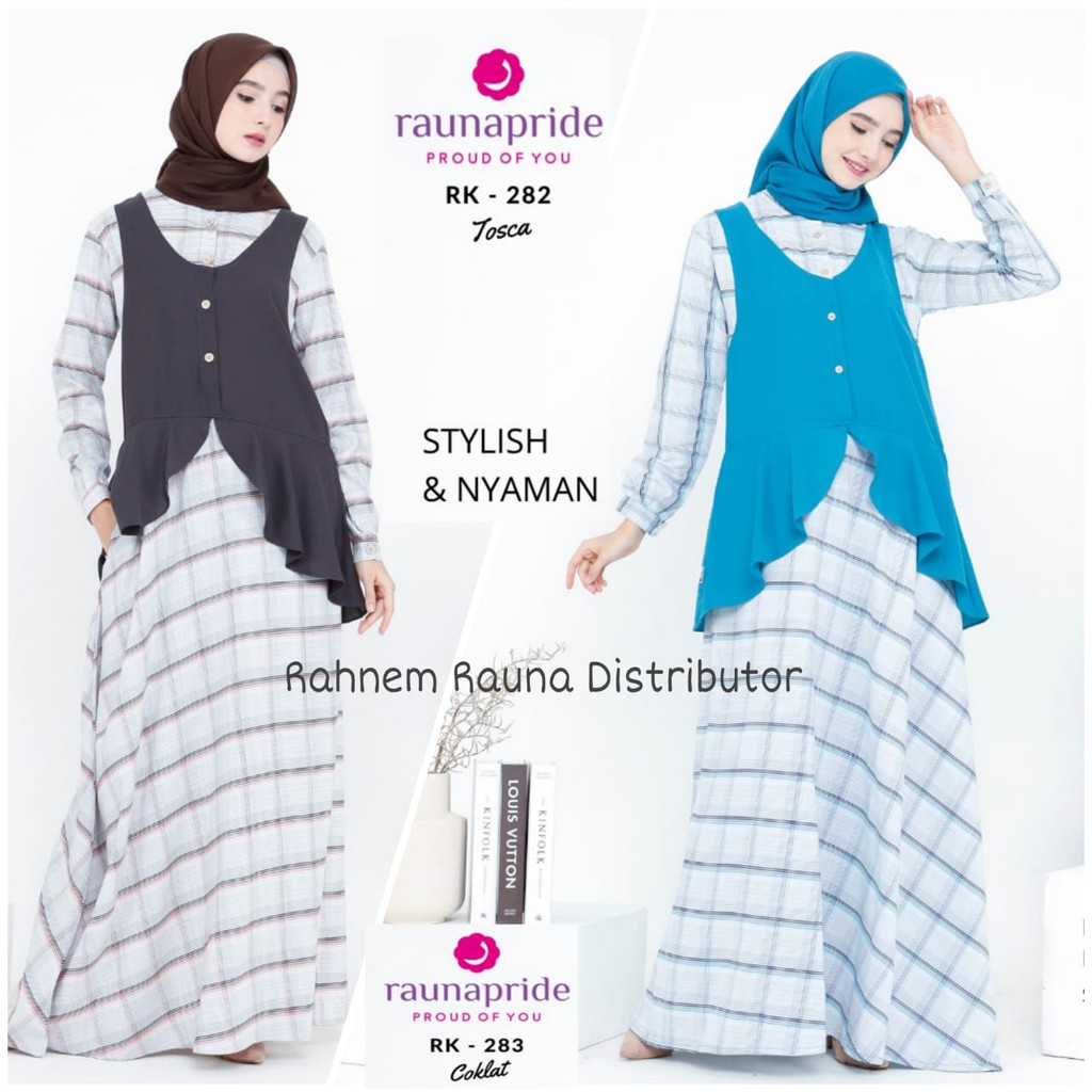 gamis wanita rauna rk 282 / 283 / dress muslim / gamis dewasa / baju wanita / busui friendly
