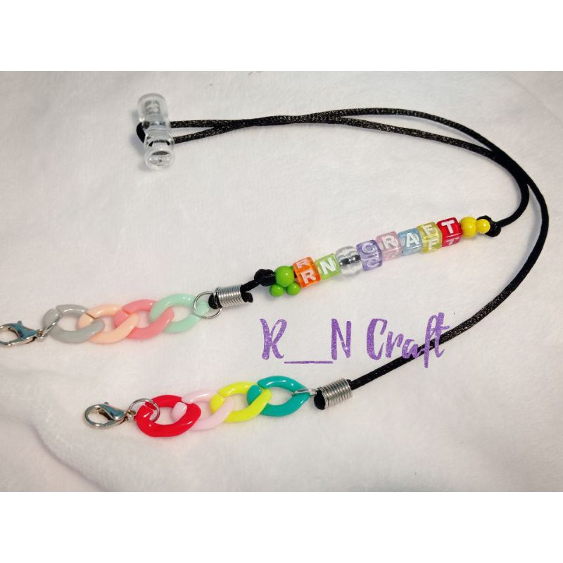 Strap masker hijab rantai dan nama / Tali masker hijab rantai nama / Konektor hijab nama