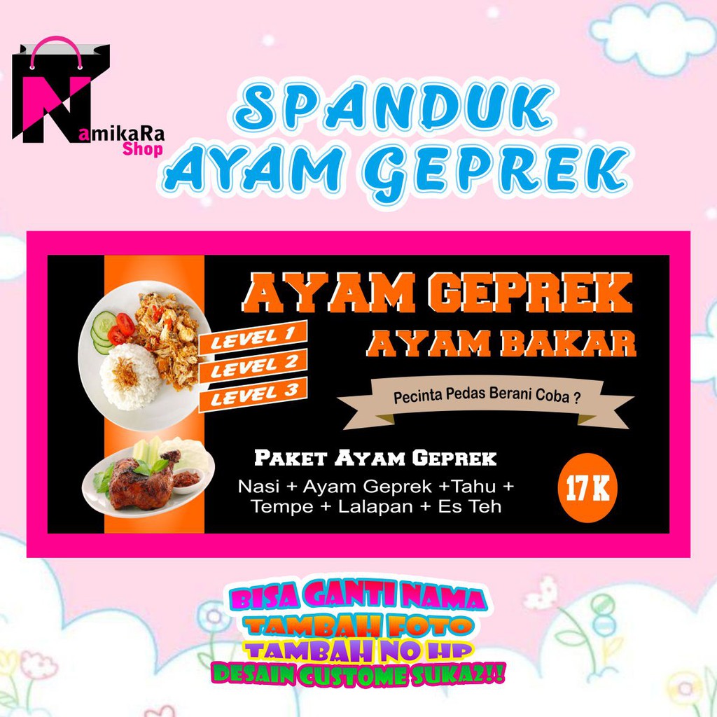 Banner Spanduk Backdrop Ayam Geprek/ Banner Ayam Geprek Viral / Backdrop Ayam Geprek