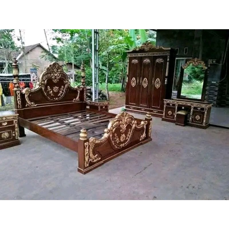 kamar set ukir cinta tempat tidur almari mejarias buffet kayu jati klasik furniture mebel jepara