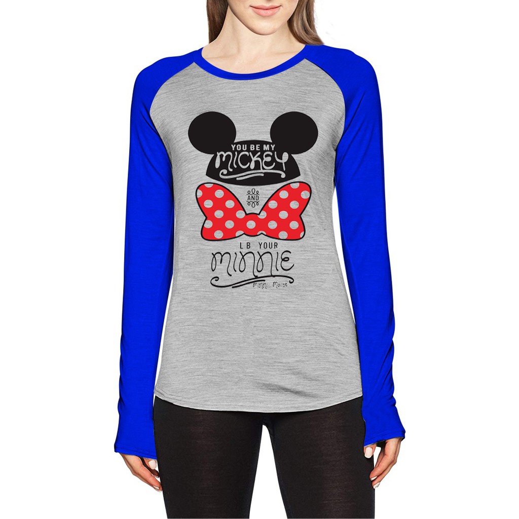 Kaos Raglan Gambar Mickey | Lengan Panjang | Ukuran M - L - XL -XXL