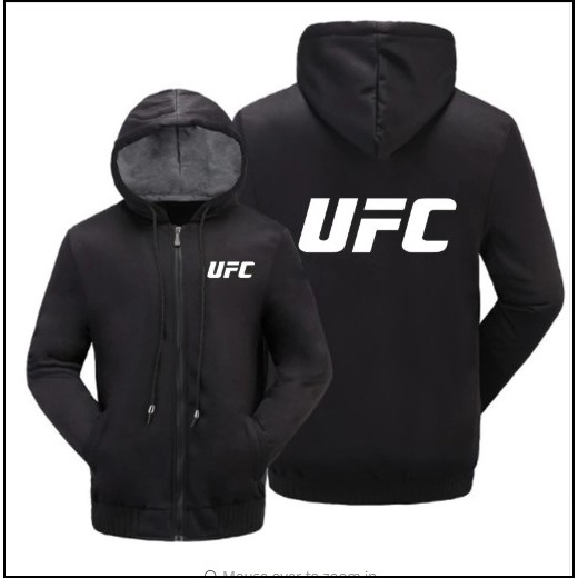 Jaket Hoodie UFC Polos Hitam Jumbo/ All Size/ Big Size S M L XL 2XL 3XL 4XL 5XL