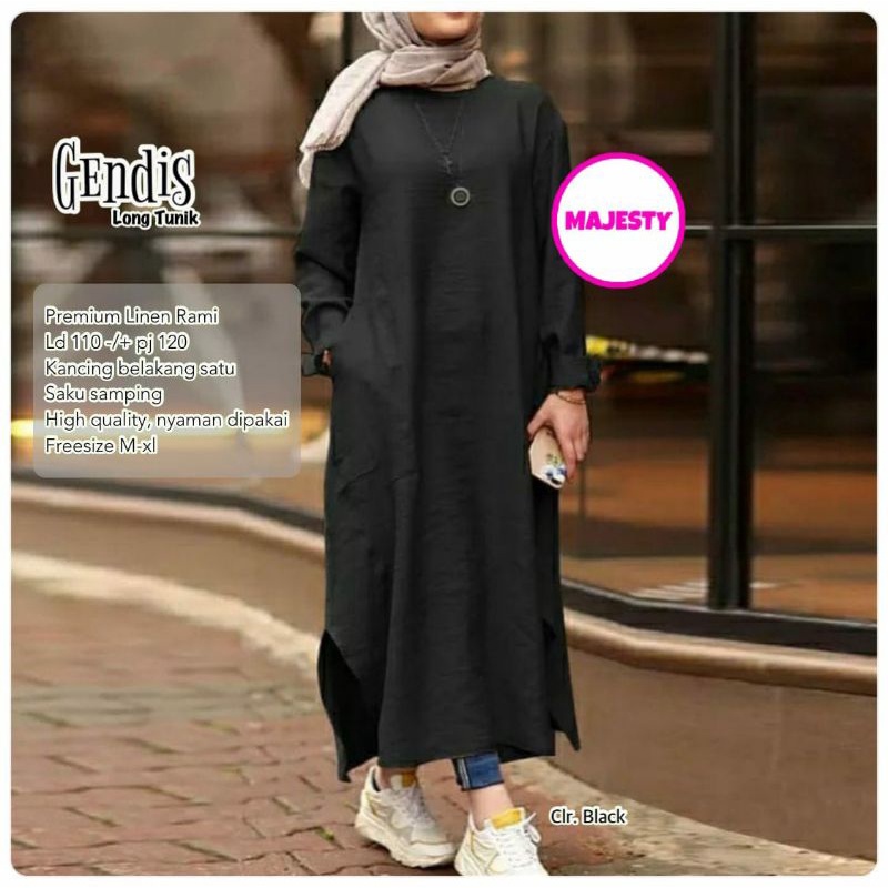 GENDIS LONG TUNIK - TUNIK POLOS - TUNIK KATUN
