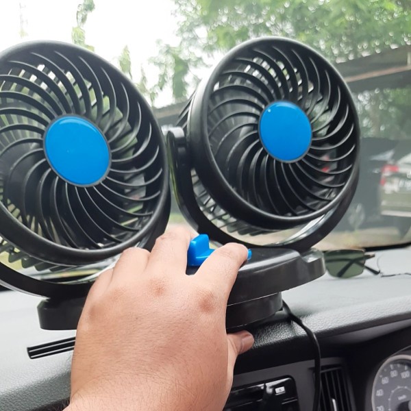 Kipas Angin Mobil 12 Volt - Kipas Angin Mobil Double Fan 12 Volt - Car Double Fan Blower 12 Volt