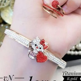 Titanium Set Perhiasan Gelang dan Cincin Wanita 273CG