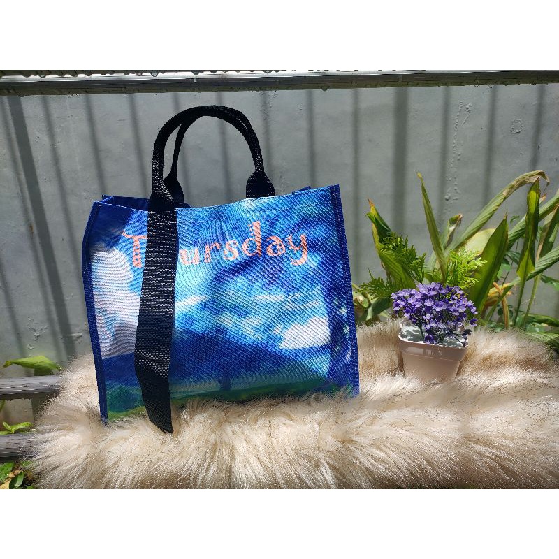 tas jinjing totebag bahan kanvas waterproof print day nama hari abstrak model tali kekinian