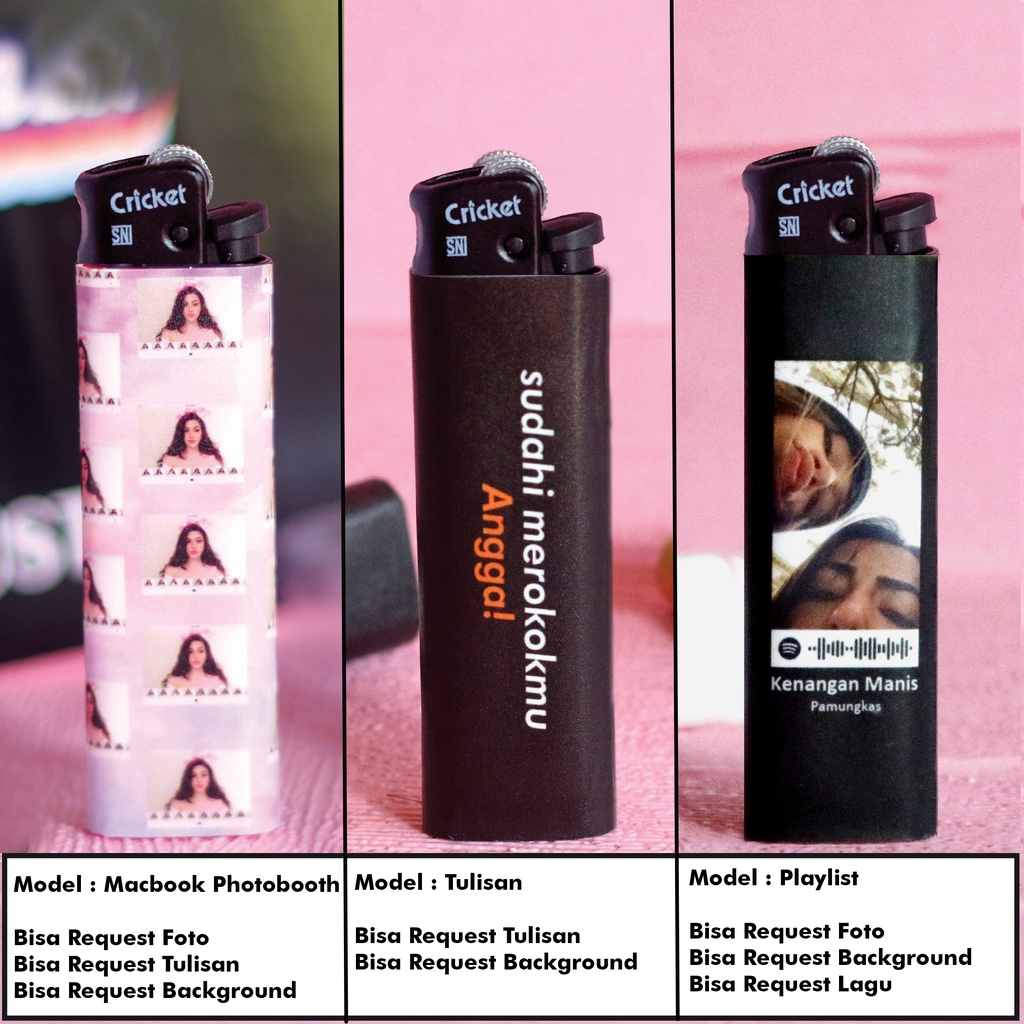 [Bisa COD] korek cricket mancis custom (gambar bebas, tidak ada minimal order)
