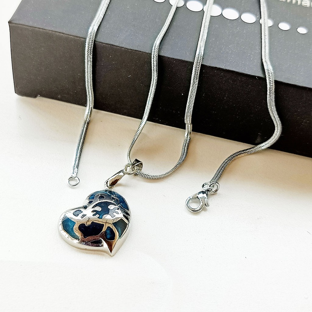 Kalung Liontin Titanium Batu Giok Model Love Mini - VeE Liontin Wanita Pria