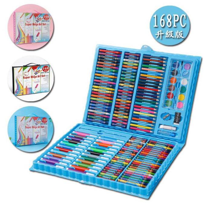 

(PERALATAN MENGGAMBAR) CRAYON SET 168 WARNA PENSIL WARNA KOPER MENGGAMBAR / MEWARNAI / KADO - BIRU