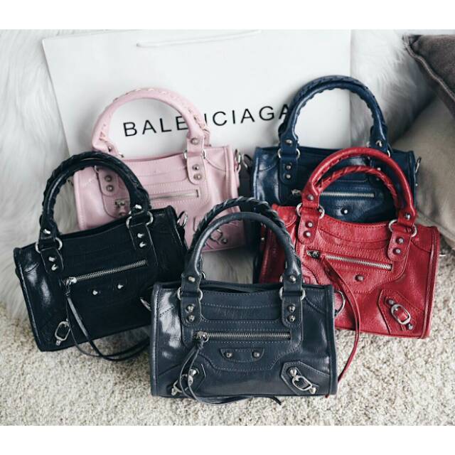 Balenciaga Classic Mini City with Logo Handle Strap Bag