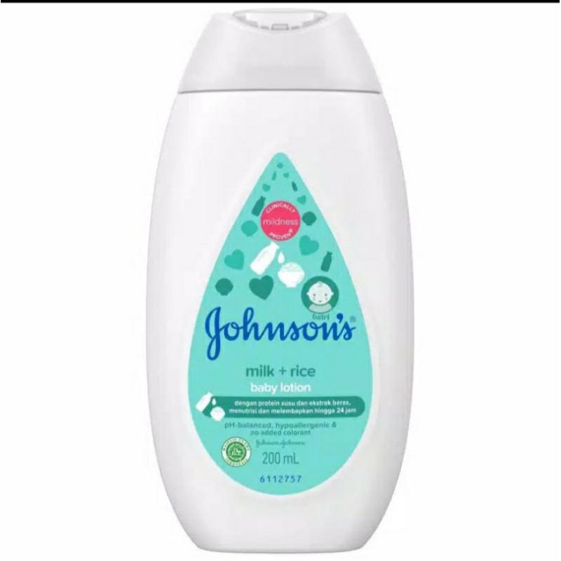 Johnson's Baby Milk Rice Lotion 100ml 200ml - Johnson Losion Bayi 100ml 200ml