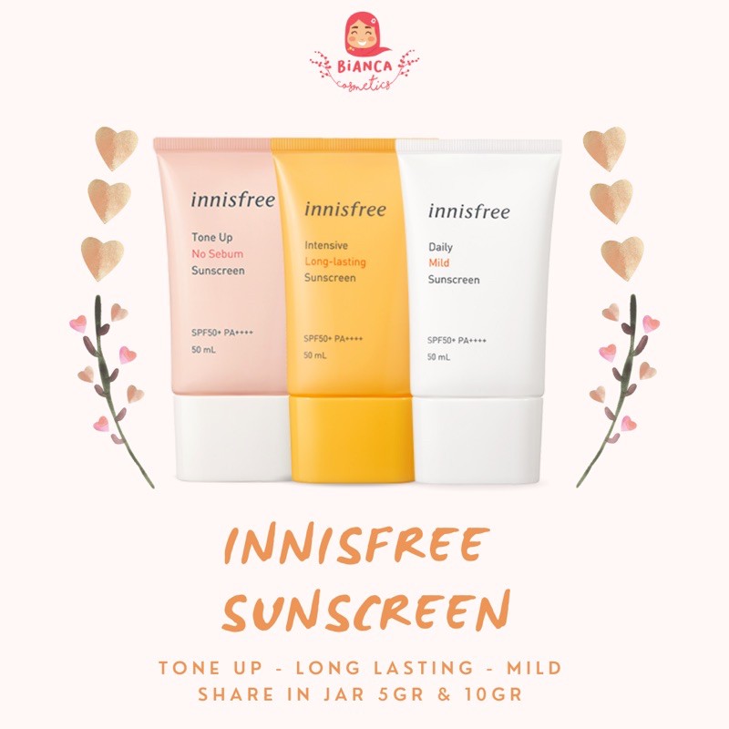 innisfree tone up no sebum sunscreen / innisfree daily mild sunscreen