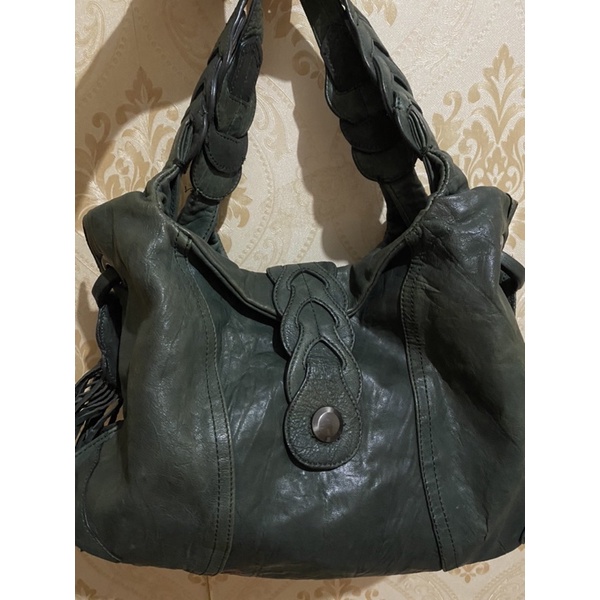 Tas Kulit Preloved Hijau Botol