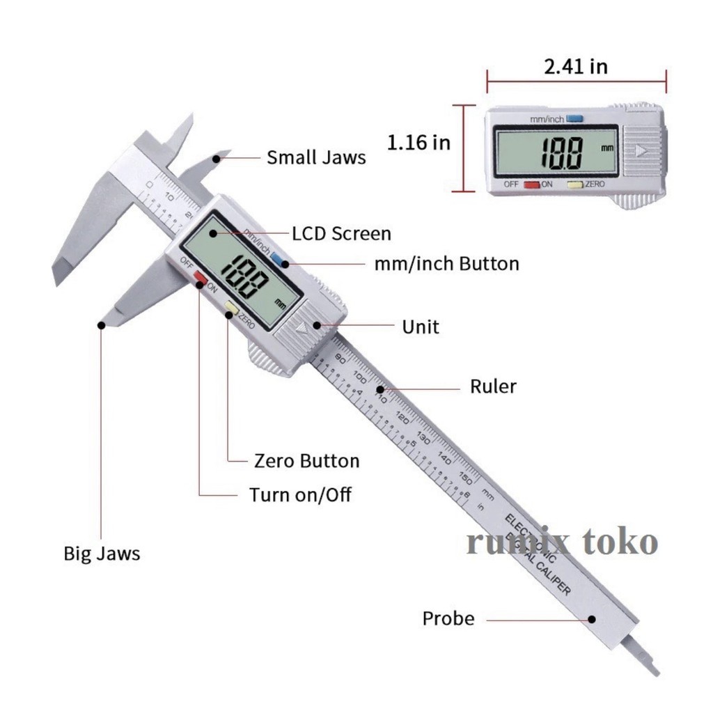 Jangka Caliper Sorong Sigmat Digital/ALAT UKUR DIGITAL LCD Screen Digital Caliper Meter Jangka No Digital 0-150MM