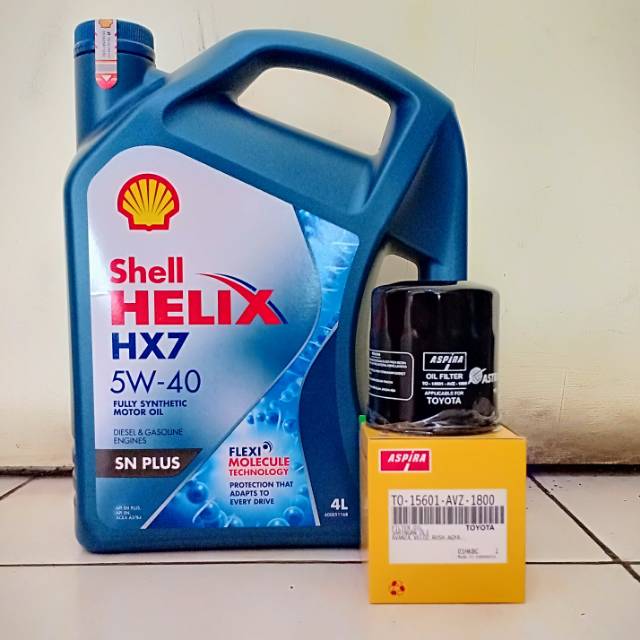 Paket Oli New Shell Helix HX-7 5W-40 + Filter Oli Avanza/ Xenia/ Rush