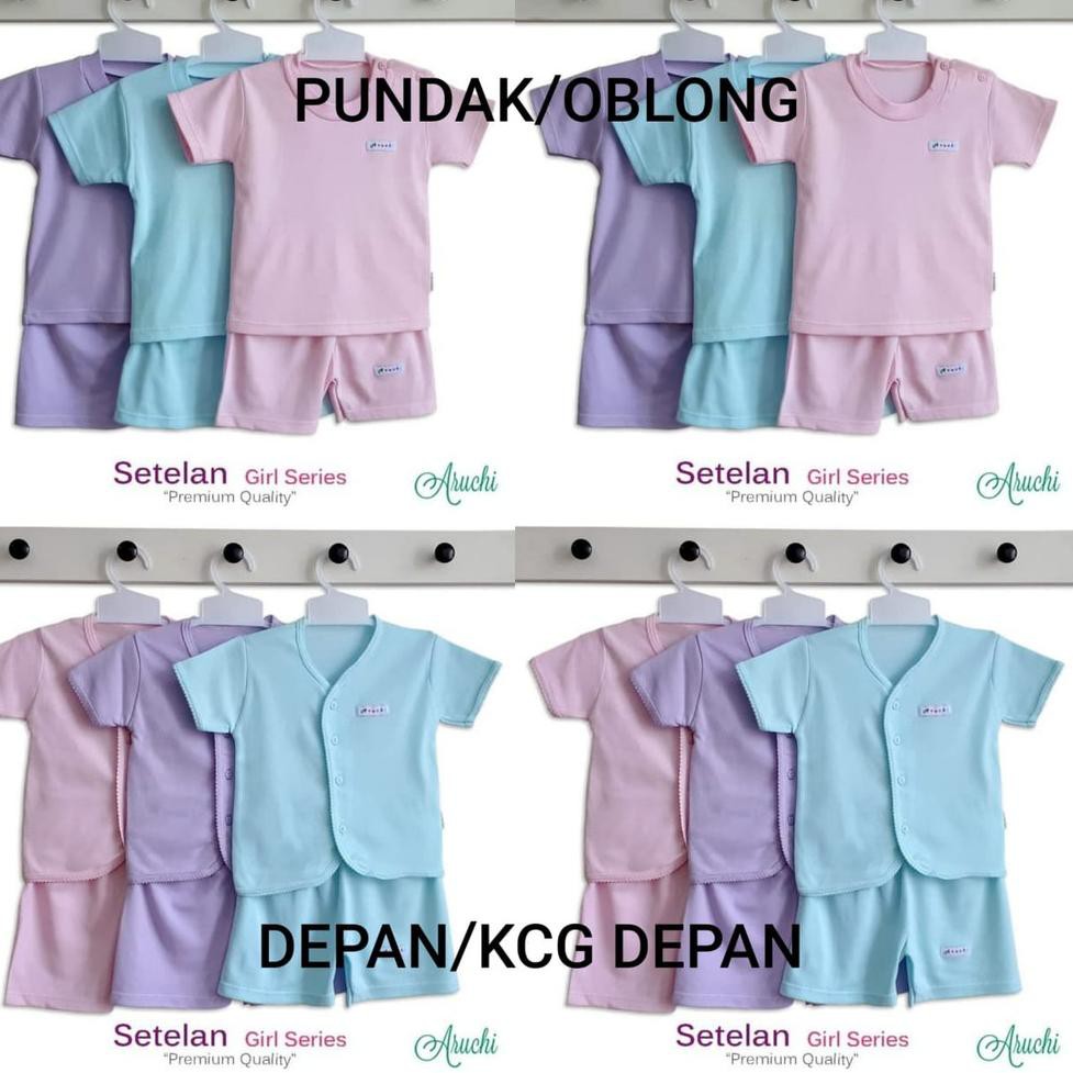 Lq6Code Aruchi Polos Girl Setelan Pendek Piyama Baju Tidur Bayi ukuran S M L(terbaru) @Y7R5